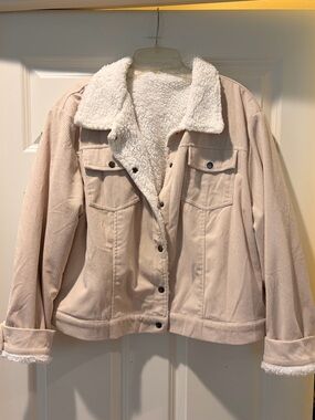Sherpa-Lined Corduroy Jacket - Cream